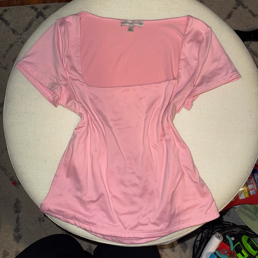 Sincerely Jules Light Pink Square Neck Tee